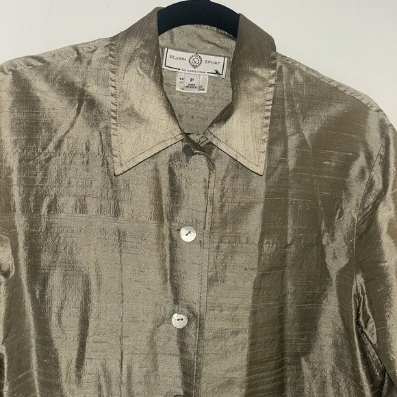 St. John Sport by Marie Green Long Sleeve Button Down Tie Waist Jacket Top Sz P - Picture 3 of 11
